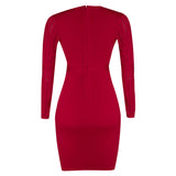 Elegant Burgundy V-Neck Long Sleeves Sheath Homecoming Dresses