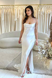 Simple Sheath Cowl Neck Silk Satin Wedding Dresses N045