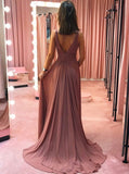 A Line V-Neck Chiffon Prom Dress Bridesmaid Dress