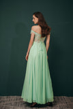 A Line Off-the-shoulder Appliques Chiffon Prom Dresses Party Dresses WH351034