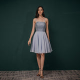 A Line Spaghetti Straps Beading Chiffon Knee Length Homecoming Dresses WH301039