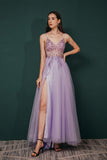 Charming A Line Spaghetti Straps Beading Tulle Long Prom Dresses Party Dresses WH351053