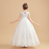 Cute Cap Sleeves Ivory Tulle Flower Girl Dresses With Beading FL0003