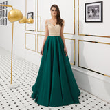 A Line V-Neck Beading Satin Prom Dress Party Dress WH58706