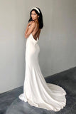 Simple Sheath Cowl Neck Silk Satin Wedding Dresses N045