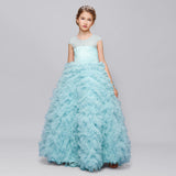 Bauty Princess Lace Cap Sleeve Tulle Flower Girl Gown
