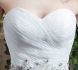 Ball Gown Strapless Beading Organza Court Train Wedding Dress With Crystals WH30263