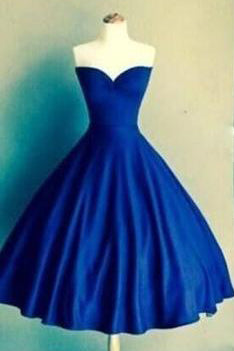 Royal Blue Sweetheart Knee Length Backless Pleats Homecoming Dress PM439