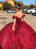 Gorgeous Ball Gown Strapless Burgundy Long Prom Dress Sweet 16 Dress