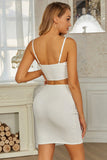 Simple White Sleeveless Two Piece Zipper Short Homecoming Dresses