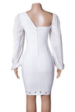 White Long Sleeves Zipper Back Short Homecoming Dresses