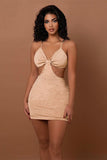 Sexy Khaki Spaghetti Straps Sleeveless Short Homecoming Dress