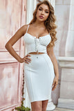 White Spaghetti Straps Sleeveless Lace up Short Homecoming Dress