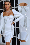 White Backless Sexy Tight Short Homecoming Dress