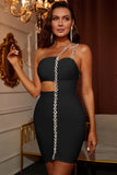 Sexy Black Sleeveless Chain Short Homecoming Dress