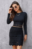 Black Long Sleeves Hollowed-out Short Homecoming Dress