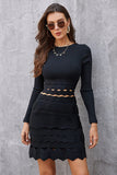 Black Long Sleeves Hollowed-out Short Homecoming Dress