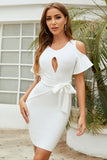 Elegant White Off The Shoulder Skin-Tight Open back Summer Homecoming Dresses