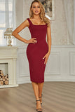 Burgundy Sleeveless Knit Sheath Homecoming Dresses