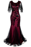 Classy Scoop Neckline Long Black Sequin Lace Prom Dresses