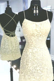 Spaghetti Straps Lace Appliques Homecoming Dress