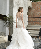 Sheath V-Neck Sleeveless Lace Wedding Dress WH48397