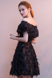 Elegant Black Off The Shoulder Short Homecoming Dresses DTH0020