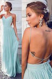 Sexy Sweetheart Charming Green Chiffon Backless Long Prom Dress