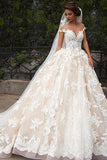 Glamorous Jewel Cap Sleeves White Court Train Wedding Dress with Lace Top PM83