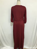 A Line Brown V-Neck 3/4 Sleeve Floor Length Prom Dresses Evening Dresses FP2152