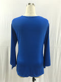 Royal Blue Long Sleeve V-Neck Stretchy Casual Dresses FP2560