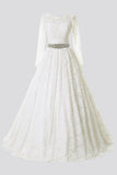 A-line Sweetheart Lace Wedding Dresses with Belt BO8