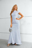 Mermaid Short Sleeve Evening Dresses Shiny Long Prom Dresses