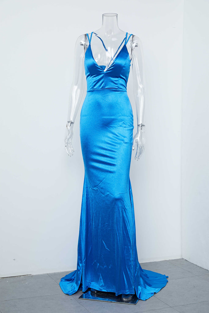Spaghetti Strap Mermaid Prom Dress Deep V-Neck Elegant Evening Dresses