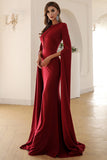 Mermaid Prom Dress Elegant Long Sleeve Sweep Train Evening Dress