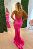 Mermaid Hot Pink Long Formal Prom Dress N354