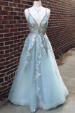 Modest A-line Beading Appliques Tulle Prom Dress