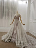 Princess Ball Gown Round Neck Beads Appliques Quinceanera Dress Formal Dress P1525