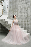 Gorgeous A Line Spaghetti Straps Tulle Beading Prom Dress, Long Evening Dress PD13