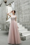 Gorgeous A Line Spaghetti Straps Tulle Beading Prom Dress, Long Evening Dress PD13