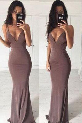 Sexy Mermaid Backless Long Cheap Simple Off Shoulder V-Neck Summer Dress