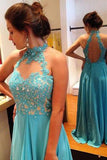 Halter Floor-Length Open Back Beading Prom Dress PM584