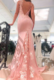 Unique Mermaid V-Neck Spaghetti Straps Pink Prom Dress P1432