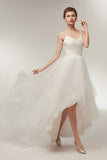 Elegant A Line Spaghetti Straps Organza High Low Wedding Dress Prom Dress WH22633