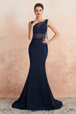 Sexy Mermaid Sleeveless Beading Satin Court Train Prom Dresses Party Dresses WH24357