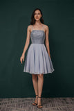 A Line Spaghetti Straps Beading Chiffon Knee Length Homecoming Dresses WH301039