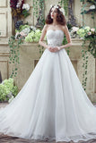 Ball Gown Strapless Beading Organza Court Train Wedding Dress With Crystals WH30263