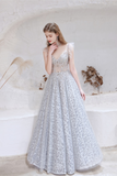 Gorgeous A Line Sleeveless Beading Tulle Floor Length Prom Dress Party Dress WH551020