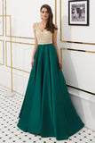 A Line V-Neck Beading Satin Prom Dress Party Dress WH58706