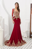 Stunning Mermaid Long Sleeve Beading Satin Prom Dress With Long Dress Shawl WH59323